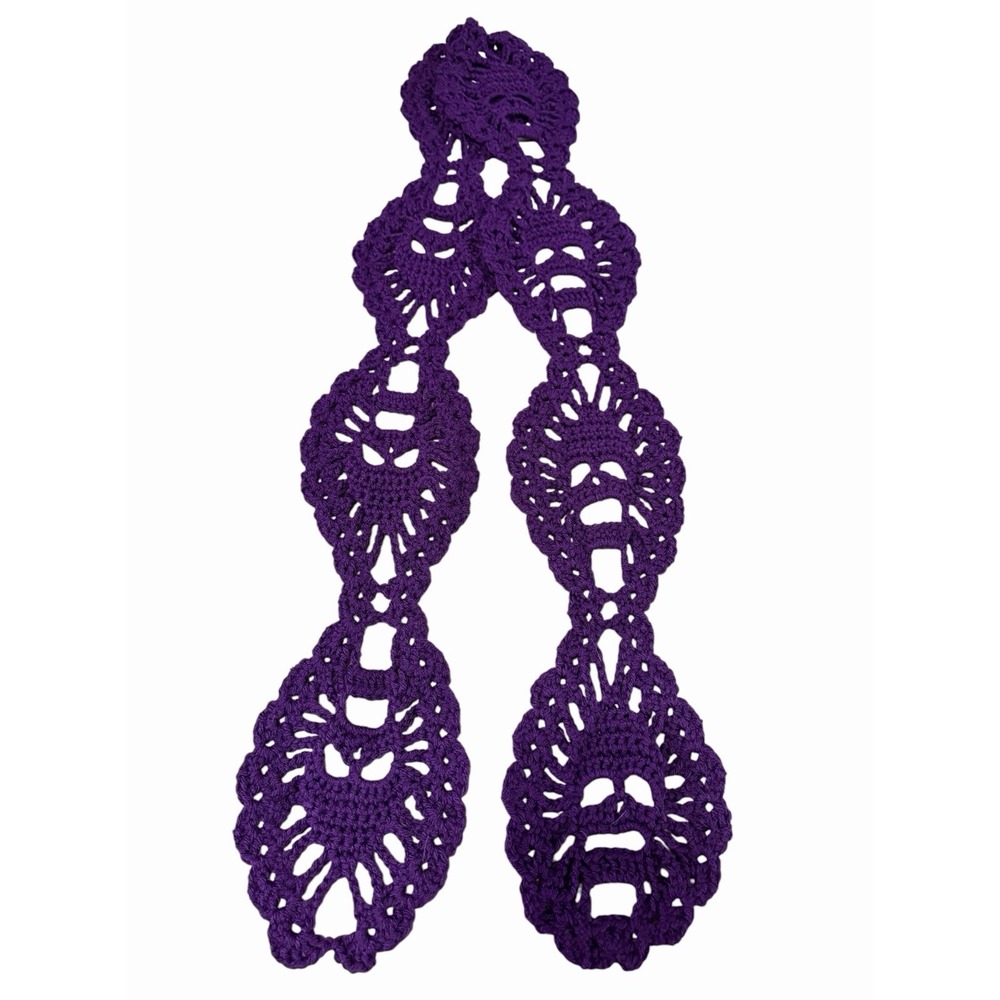 Handmade Crocheted Skull Scarf womens or girls length 66 inches